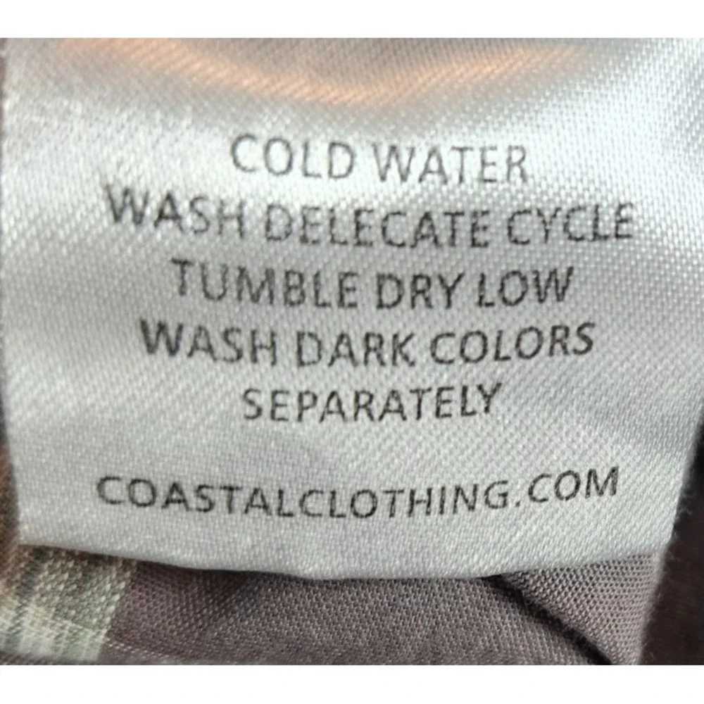 Coastal Shirt Mens XL Green Gray Plaid Pearl Snap Long Sleeve Cotton/Polyester - Picture 7 of 7